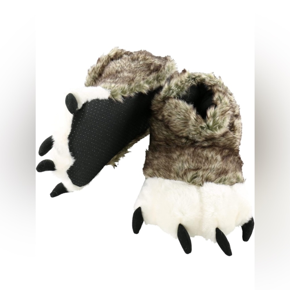 Like new! Lazy One Animal Paw Slippers for Toddlers, Furry Slippers, Size 1-3T